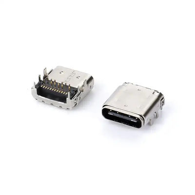 Conector USB tipo C de 24 pines DIP+SMT 3.4 enchufe frontal y parche trasero para el cable de carga