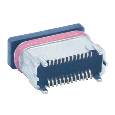 Conector hembra tipo C de metalurgia de polvo de zinc vertical SMD impermeable de 24 pines, enchufe de puerto de carga USB