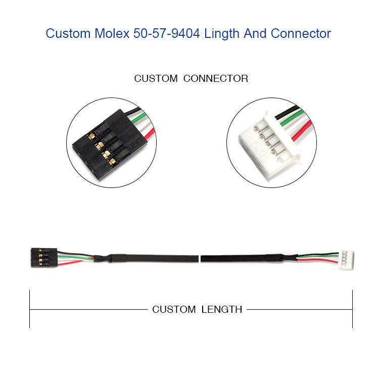 Arnés de cable de encargo de Molex 50-57-9404 con SL 2.54m m 4 conector de la manera 70066