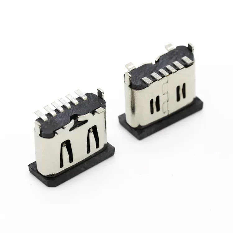 Tipo hembra vertical de SMT del zócalo de Jack del conector del USB 3.1 C 6P para el teléfono móvil