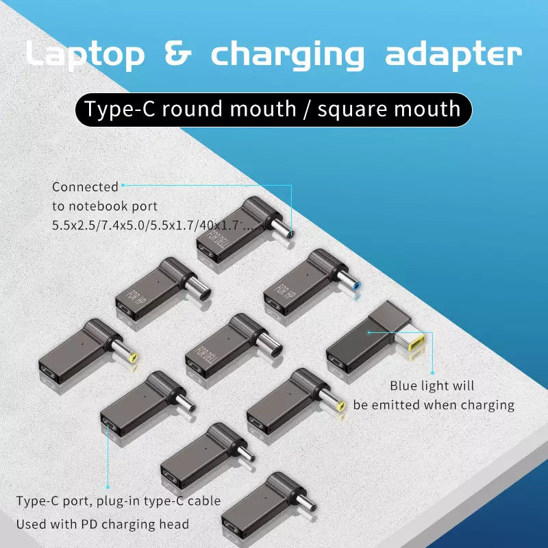 Adaptador de Enchufe 100w Tipo C a Video Redondo Carga Rápida Macho 18.5v - 20v