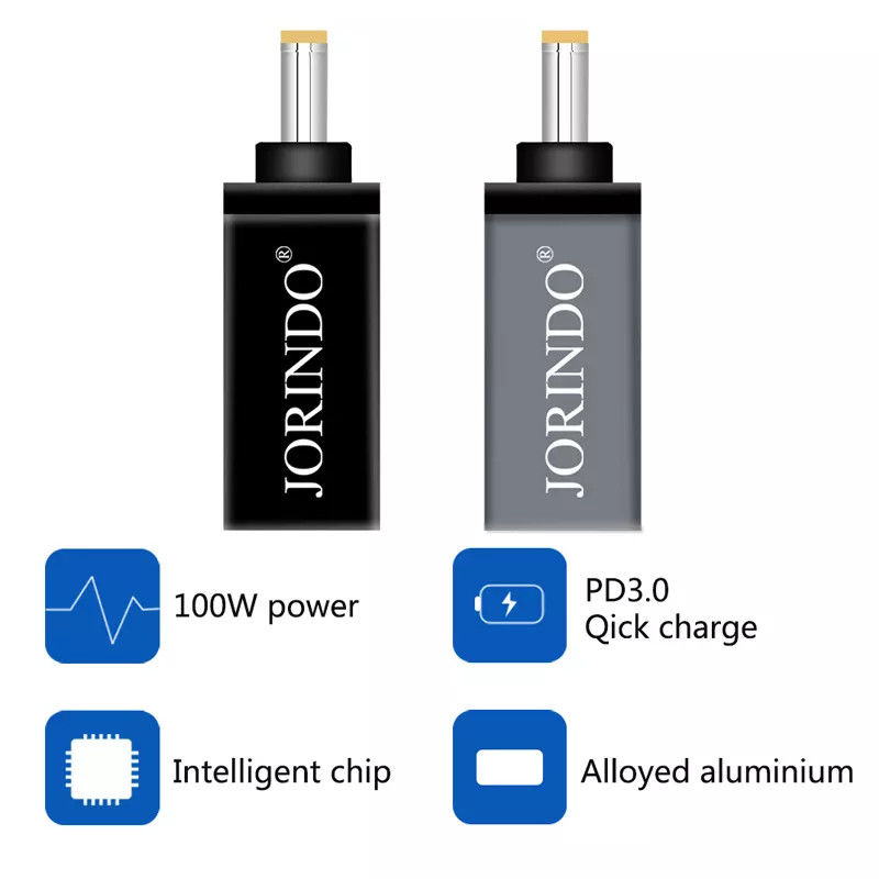 100W USB Tipo C Hembra a DC 5.5x2.5mm Macho PD Conector Carga rápida rápida