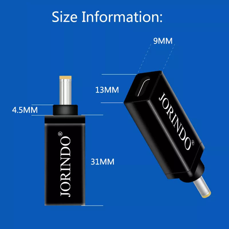 100W USB Tipo C Hembra a DC 5.5x2.5mm Macho PD Conector Carga rápida rápida