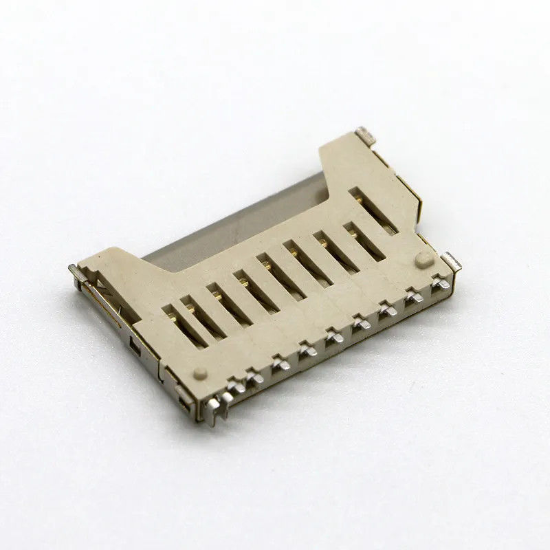 Tipo corto Shell de cobre del empuje del empuje del conector de tarjeta de memoria SD del cuerpo 9Pin