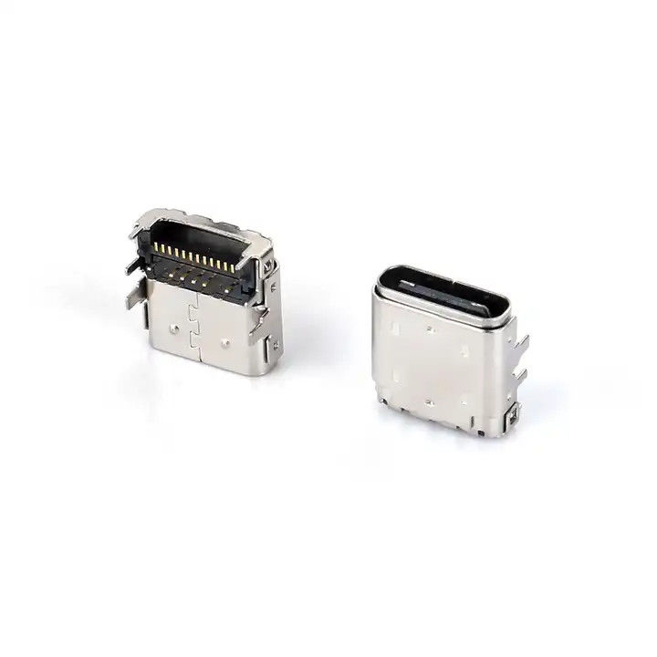 Conector USB tipo C de 24 pines DIP+SMT 3.4 enchufe frontal y parche trasero para el cable de carga