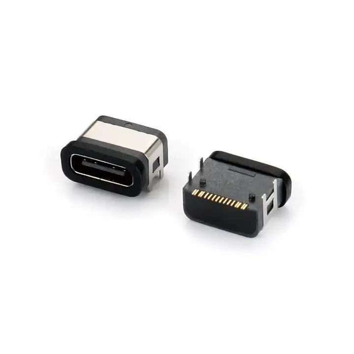 Puerto hermético de 16 pines USB Tipo C Conector femenino SMT Cuatro pines DIP en el enchufe de la placa