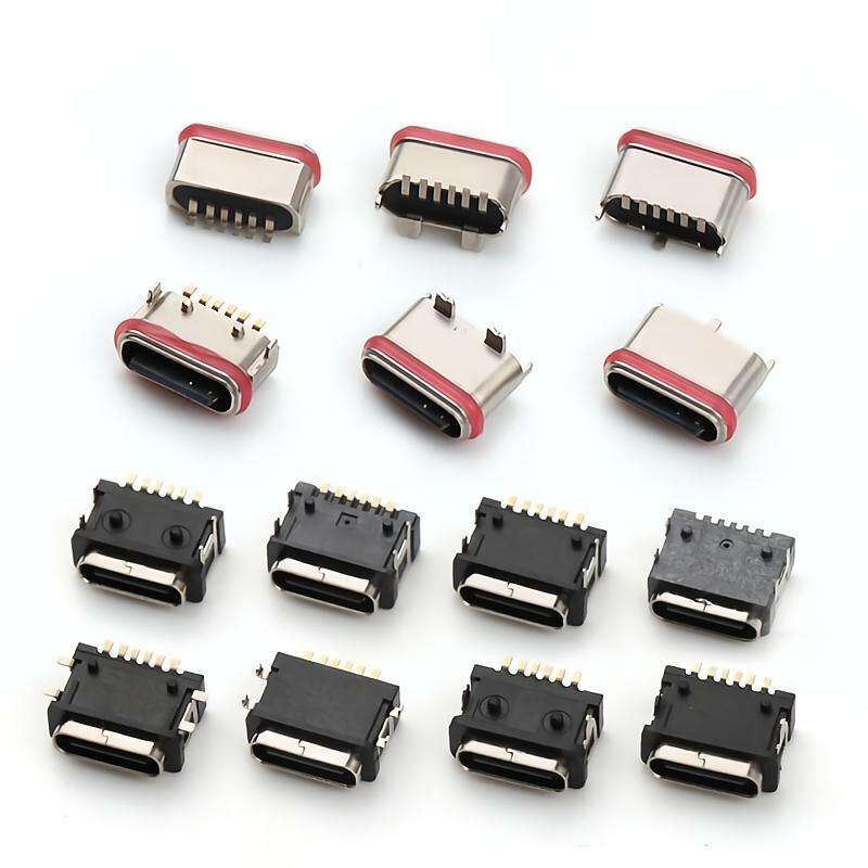 Cable de transferencia de datos de conector femenino de cobre resistente al agua USB tipo C de 6 pines con 3A de corriente nominal máxima y 30V