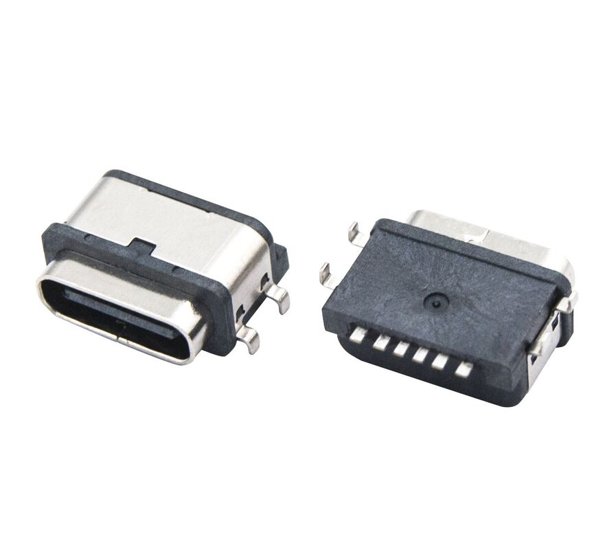 Cable de transferencia de datos de conector femenino de cobre resistente al agua USB tipo C de 6 pines con 3A de corriente nominal máxima y 30V