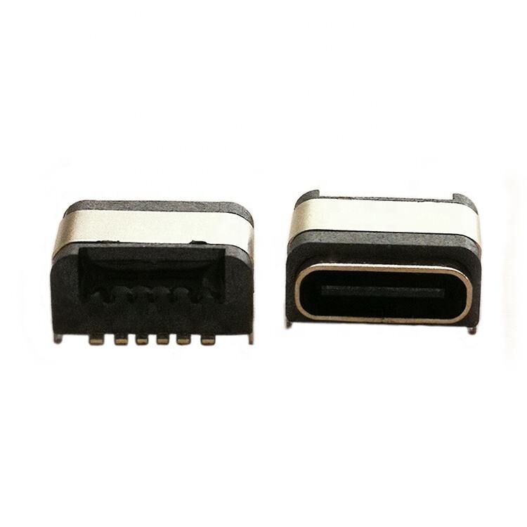 Conector USB impermeable IP67, conector hembra USB tipo C de 6 pines para montaje en superficie horizontal