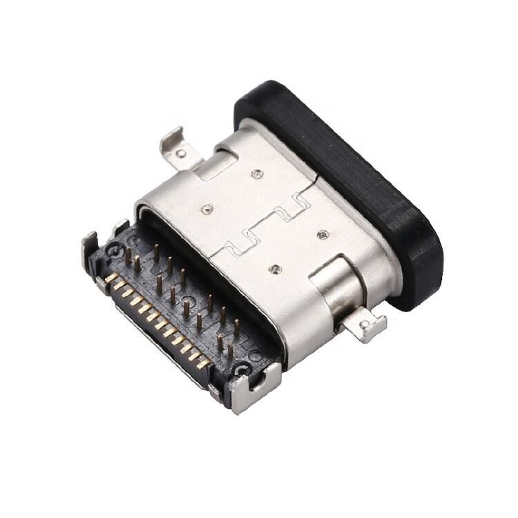 Conector femenino de 24 pines de USB 3.1 tipo C a prueba de agua Conector horizontal SMT DIP