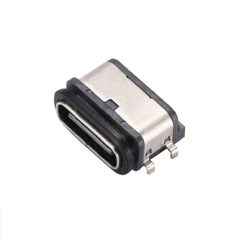 Tipo C 6 pines Femenino IPX7 Conector USB a prueba de agua Transmisión de datos de montaje SMT horizontal