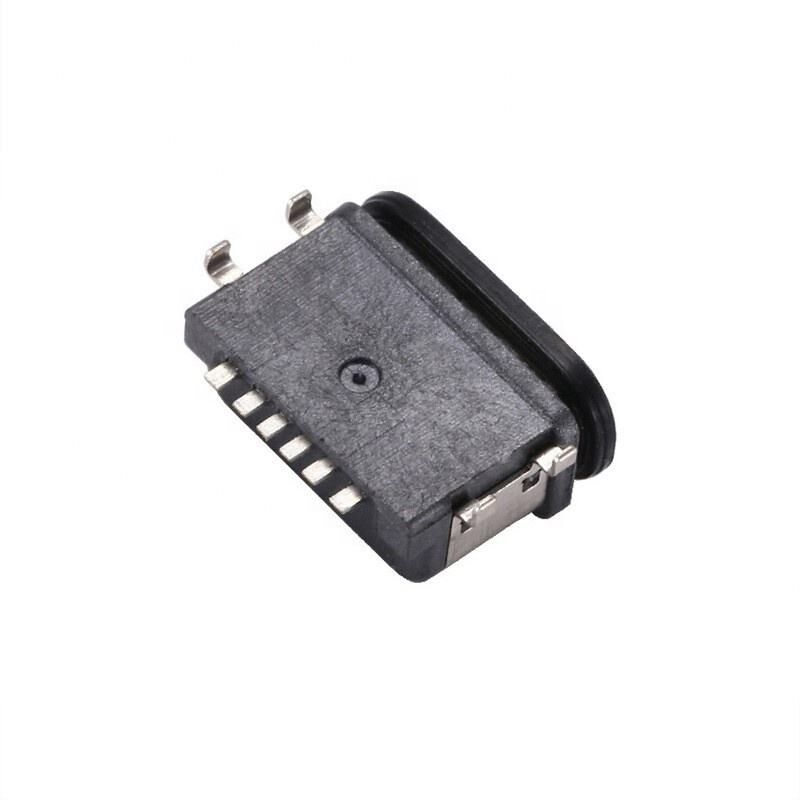 Tipo C 6 pines Femenino IPX7 Conector USB a prueba de agua Transmisión de datos de montaje SMT horizontal