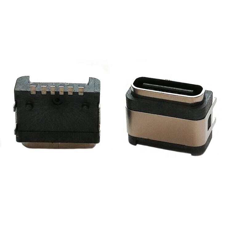 Conector USB impermeable IP67, conector hembra USB tipo C de 6 pines para montaje en superficie horizontal