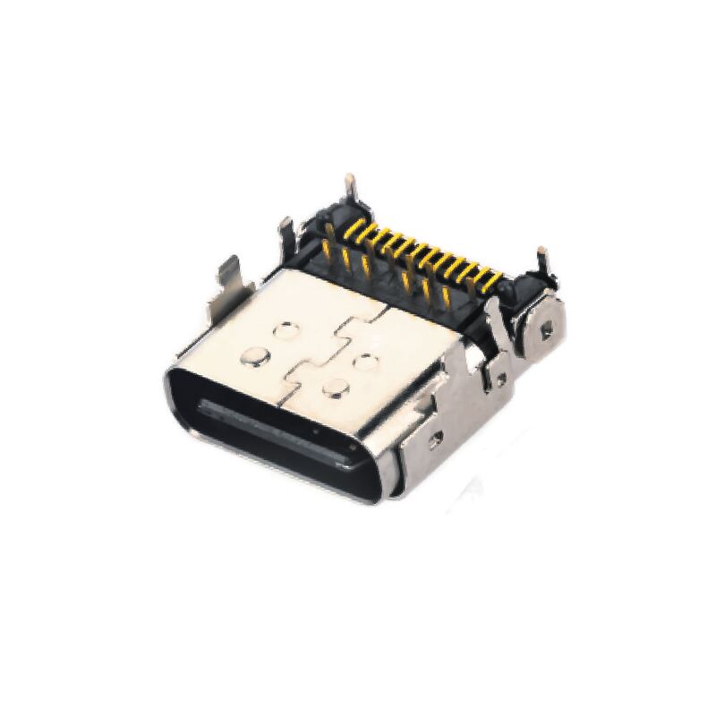 Conector de receptores híbridos femenino de ángulo recto 24PIN USB 3.1 tipo C para carga telefónica y transferencia rápida de datos