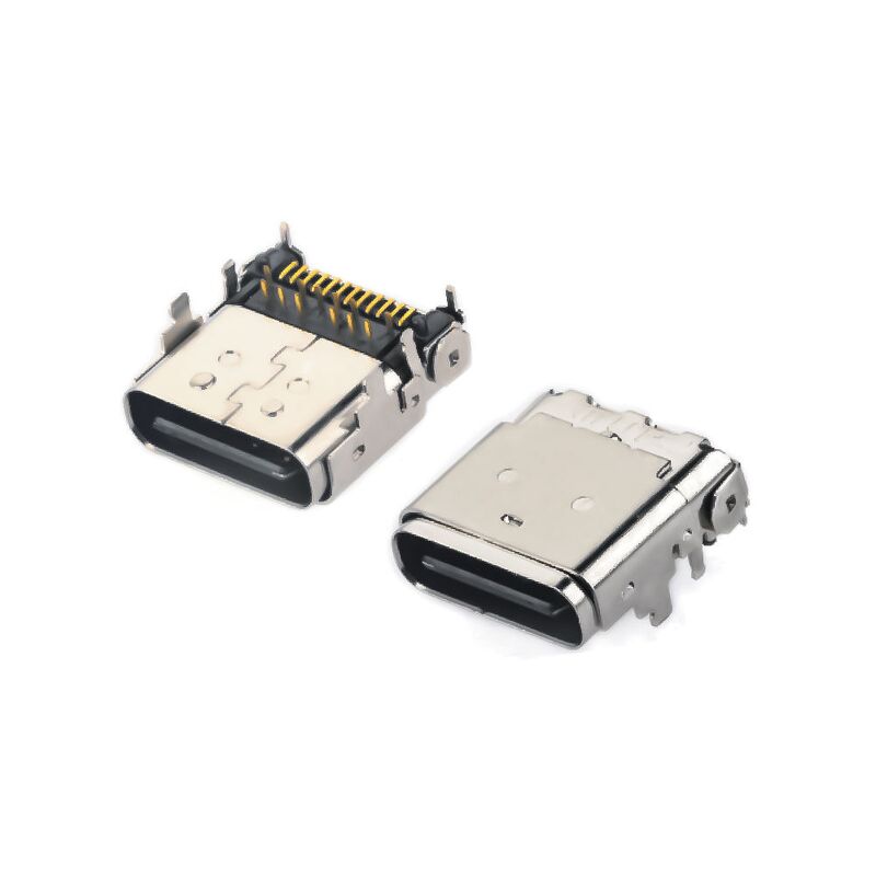 Conector de receptores híbridos femenino de ángulo recto 24PIN USB 3.1 tipo C para carga telefónica y transferencia rápida de datos