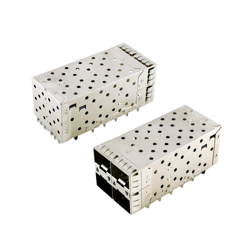SFP + 2x2 Conector de ajuste de prensa 80 pines de forma pequeña Pltuggable Plus apilado 2 por 1 Conector SFP + multipuerto W / puertos Lightpipe