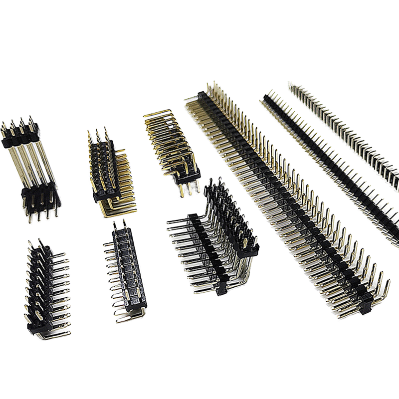 2.54mm Pitch doble fila conector de cabeza de alfiler masculino PCB recta de oro con chapa de cabeza