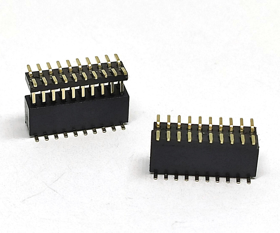 Cabezal de pines hembra y macho SMT de 20 pines con paso de 1,27 mm para PCB