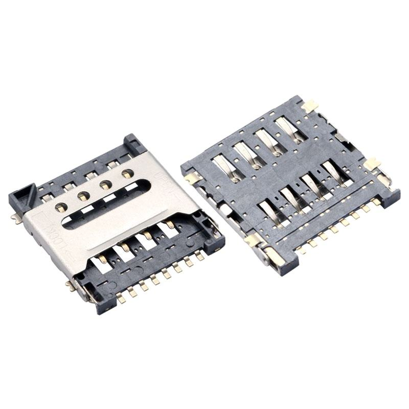 Zócalo de tarjeta Micro SIM de 8 pines H1.5 tipo flip conector hembra carcasa SUS aleación de cobre