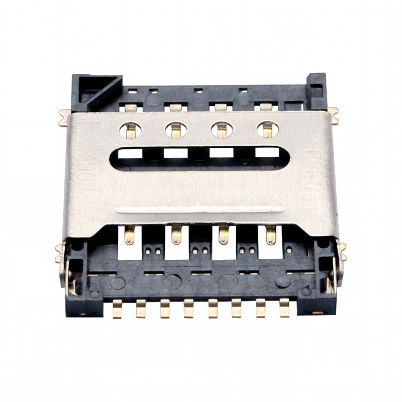 Zócalo de tarjeta Micro SIM de 8 pines H1.5 tipo flip conector hembra carcasa SUS aleación de cobre