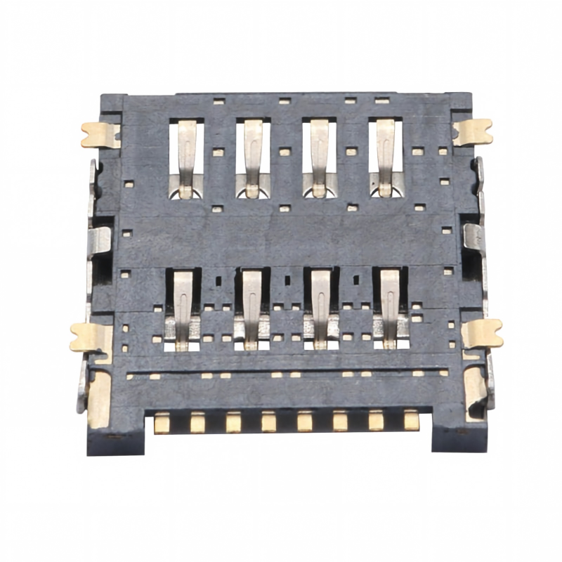 Zócalo de tarjeta Micro SIM de 8 pines H1.5 tipo flip conector hembra carcasa SUS aleación de cobre