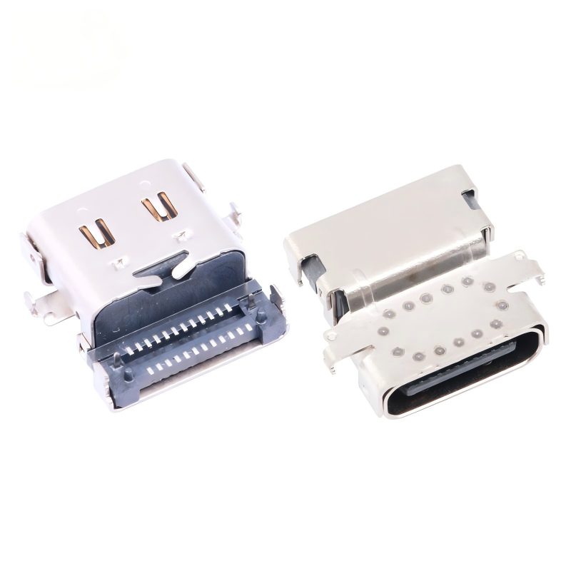 Conector hembra para PCB SMT DIP de 24 pines U4 impermeable USB 3.2 Tipo C de 40 Gbps personalizado con chapado en oro y corriente de 5 A