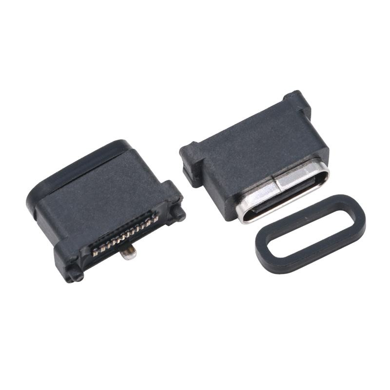 USB 3.2 Tipo-C 40 Gbps Socket U4 impermeable 24 pin SMT DIP PCB Conector femenino Revestimiento de oro Acero inoxidable 5A 100V CA