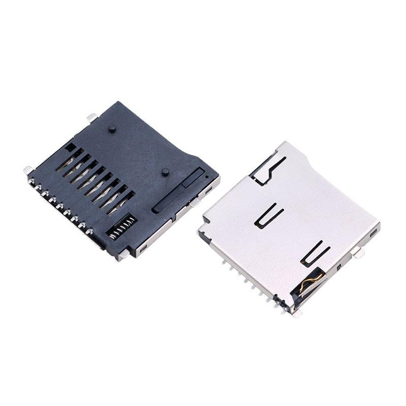 Zócalo para tarjeta Micro SD / TF de 8 pines | Alternativa a Molex 472192001 | Conector SMT de tapa abatible (bisagra) H1.8mm