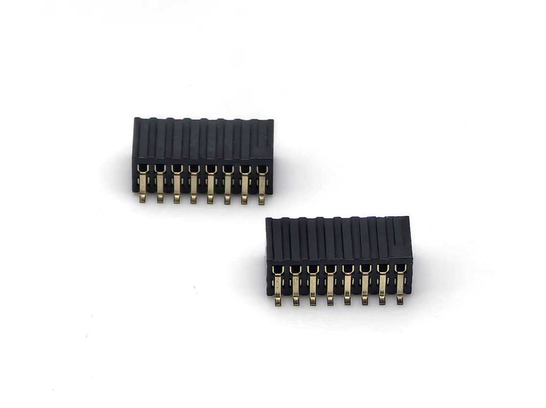 1.27mm Pitch Conector de cabecera femenino de doble fila de entrada lateral SMT PCB Adaptador de latón de contacto carcasa de nylon H3.45mm 2 * 8P