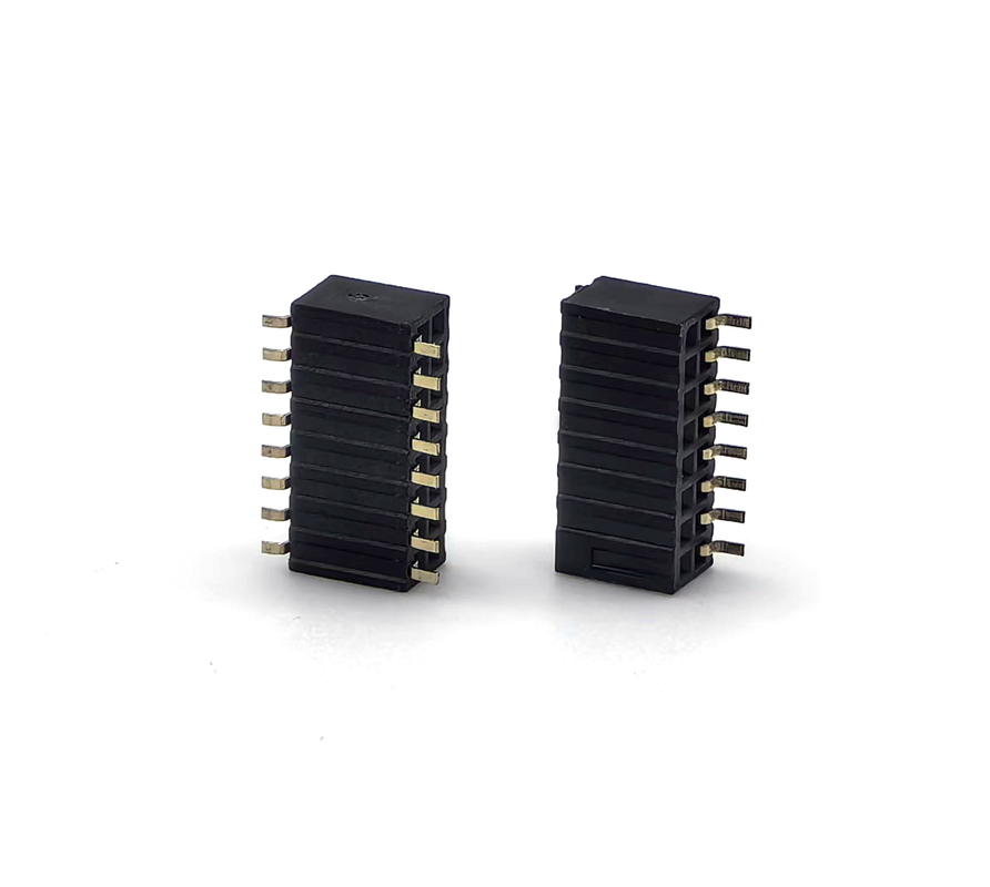 1.27mm Pitch Conector de cabecera femenino de doble fila de entrada lateral SMT PCB Adaptador de latón de contacto carcasa de nylon H3.45mm 2 * 8P
