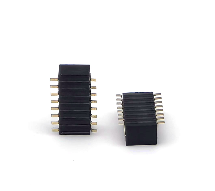1.27mm Pitch Conector de cabecera femenino de doble fila de entrada lateral SMT PCB Adaptador de latón de contacto carcasa de nylon H3.45mm 2 * 8P