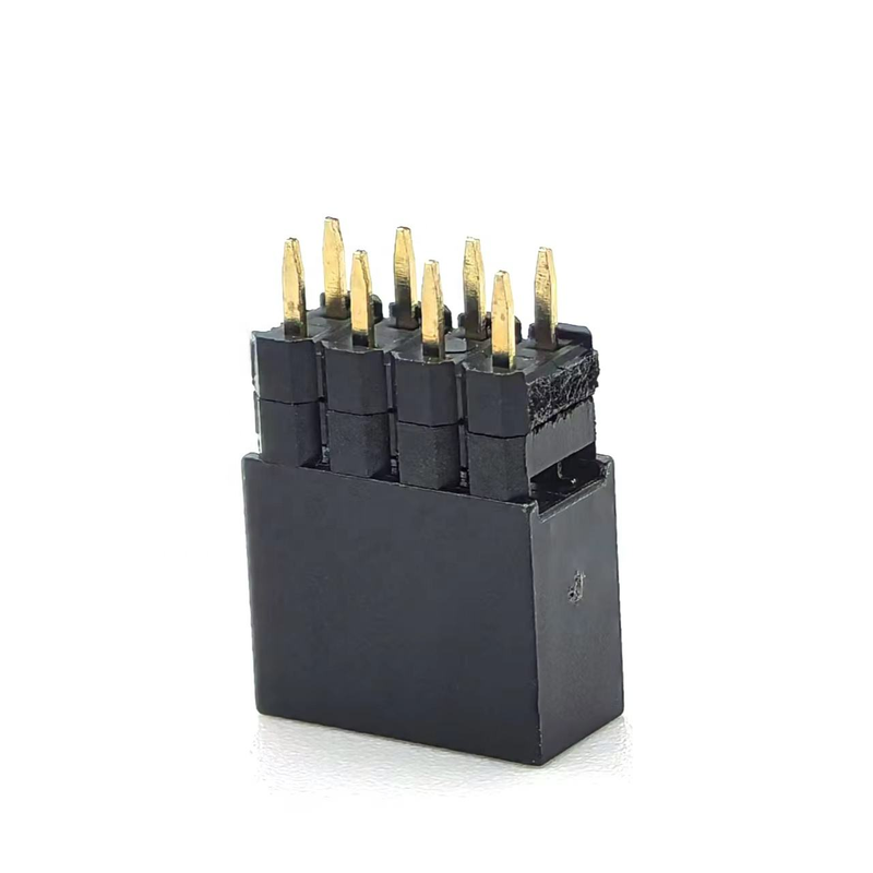 2.54mm Pitch DIN de latón Conector de cabezal femenino de doble fila 2mm H2.0 PCB Nylon 600V 3A H12.5mm 2*4P