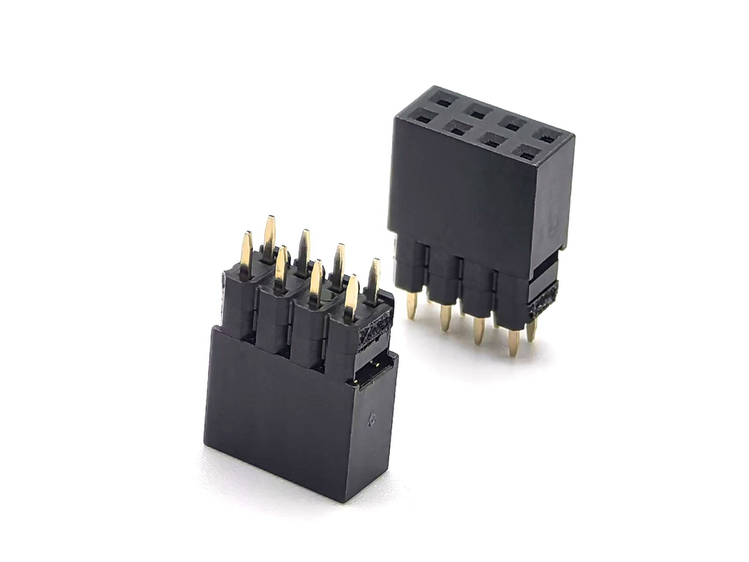 2.54mm Pitch DIN de latón Conector de cabezal femenino de doble fila 2mm H2.0 PCB Nylon 600V 3A H12.5mm 2*4P