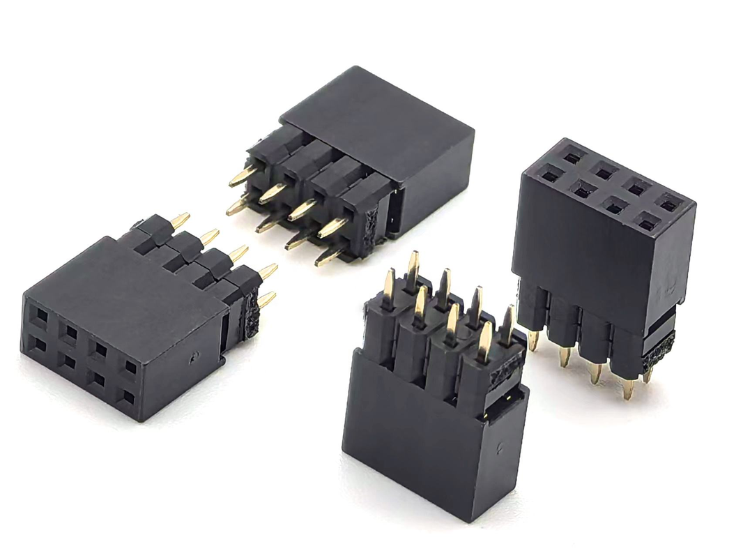 2.54mm Pitch DIN de latón Conector de cabezal femenino de doble fila 2mm H2.0 PCB Nylon 600V 3A H12.5mm 2*4P