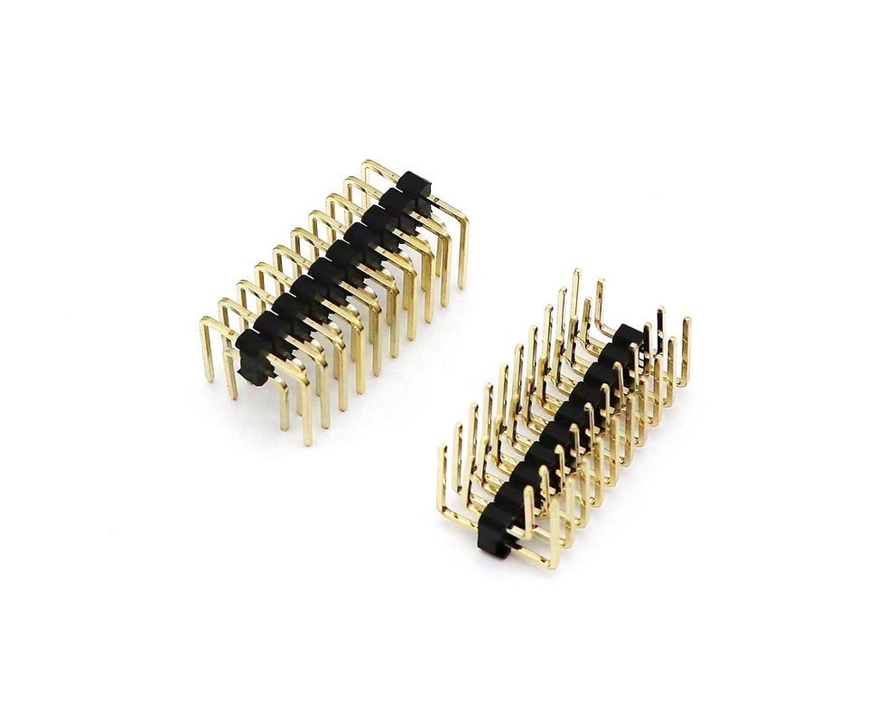 2.54mm Pitch Male Pin Header Dual Row PCB de ángulo derecho Nylon SQ0.64mm H2.5mm 2*1P-2*40P