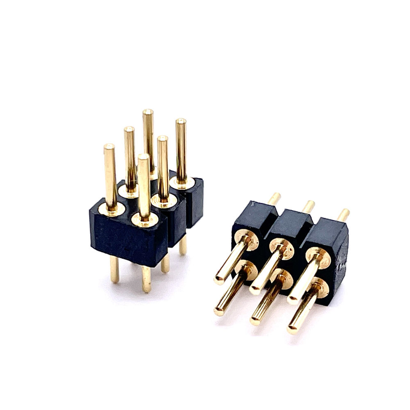 2.54mm Pitch Double Row Gold Plated Pin Header Connector 2x3pin Rectangle DIP H3.0
