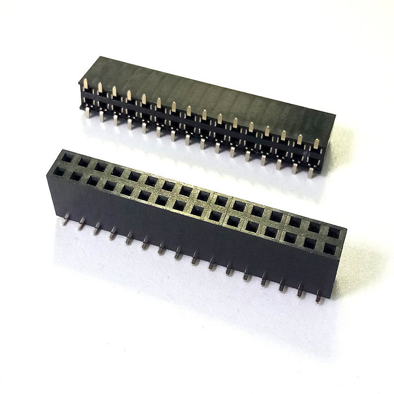 Conector Hembra de 2.54mm de Paso y Contacto de Latón con Flash Dorado, PA6T UL94V-0