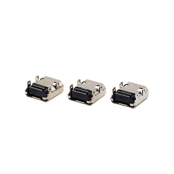 El oro plateó el tipo micro conector hembra del perno aderezo+SMT d de los conectores de cable de HDMI 19