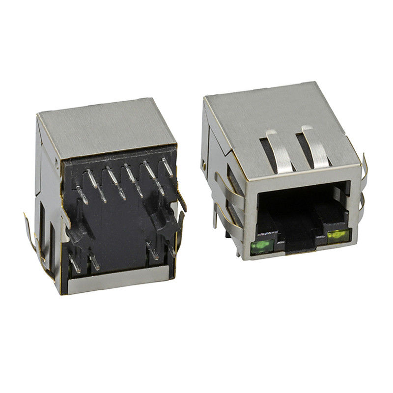 Solo conector portuario del PWB de Tab Down 8 Alfiler FeMasculino RJ45 con Ethernet del filtro