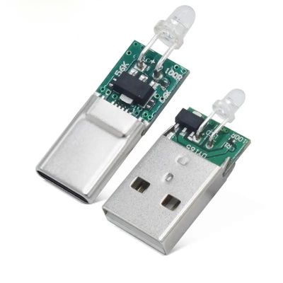 Conector de cobre USB tipo C con luz LED para Samsung HUAWEI